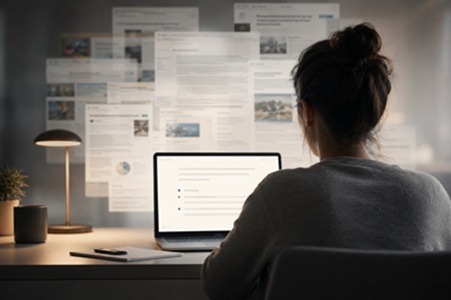 Frau am Laptop Generative Suchmaschinenoptimierung Textagentur Textineers