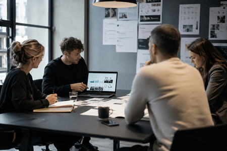 Arbeiter in Büro Textineers Textagentur